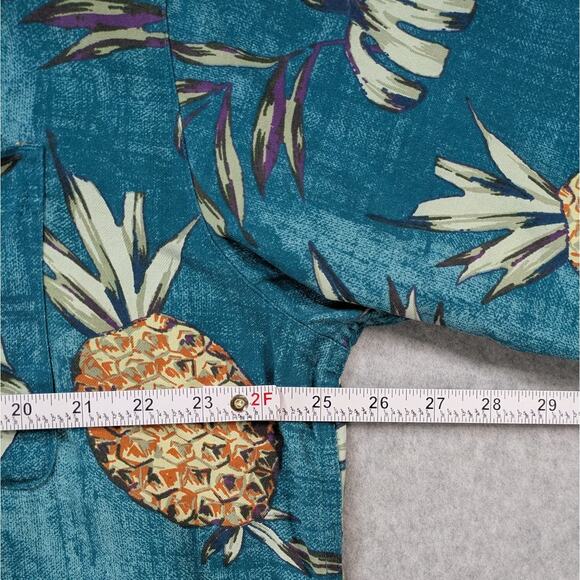 Island Shores Mens XXL Green Hawaiian Shirt Washable Silk Button Up Short Sleeve - Picture 5 of 7